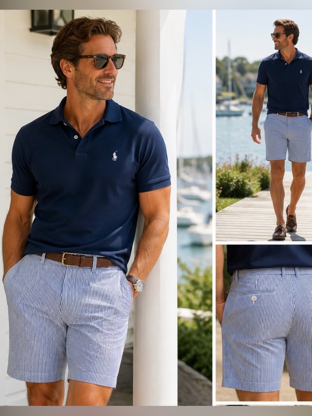 Polo Ralph Lauren Bleecker Suffield Seersucker Shorts 40 Blue Striped Preppy